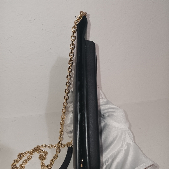 Thacker Black Nora Phone Crossbody Purse Gold Chain - Picture 3 of 12
